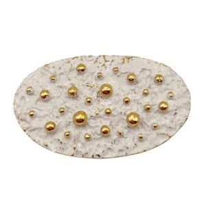 Vintage 1970s NAPIER Rare Francis Fujio Gold Tone White Textured Brooch